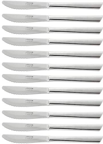 Arcos Serie Toscana Caja de 12 uds Cuchillo de Postre, Monoblock de una pieza en Acero Inoxidable 90 mm, Color Plata (12 uds)