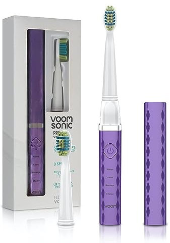 Voom Sonic Pro 3 Series Ultrasonic Electric Toothbrush for Adults (Purple) – USB Rechargeable 40,000 Strokes/Minute – 3 Speeds – Bathroom Essentials & Travel Essentials
