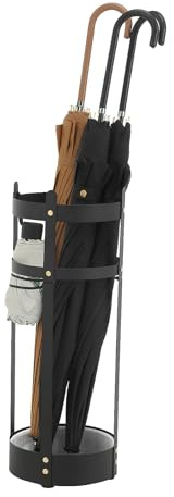 SONGMICS Umbrella Stand, Steel Round Umbrella Holder Rack, 7.7 x 7.7 x 21.7 Inches, with Detachable Drip Tray, for Entryway, Office, Stable, Assembly Required, Matte Black ULUC28BK