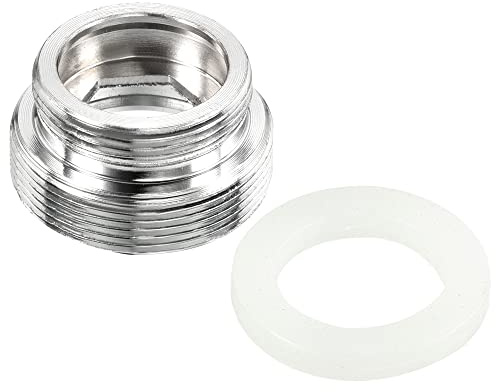 PATIKIL M26*1.0 Mâle à M22*1.0 Mâle Filetage Robinet Adaptateur, 2 Paquet Chromé Aérateur Droit Connecteur pour Jardin Tuyau Eau Filtre Tube, Argent
