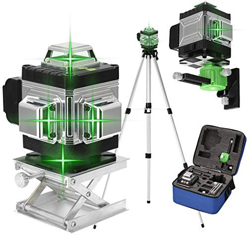 Kreuzlinienlaser Hancaner 16 4x360° Linien laser wasserwaage 3 ° Selbstnivellierungsfunktion mit 1.2M Stativ und Rechargeable 1 * 3000mAh Akku, Mobiltelefon Kontrolle+Fernbedienung