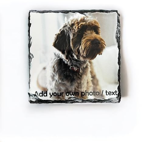 ShopQuality4U Personalised Slate Coaster Using Your Photos - 9cm, Square, Gloss, Rock Slate - Decorative Home Accessories, Drink Coasters, Novelty Placemats, Make Your Own Coaster