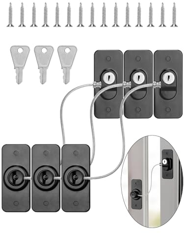 Bohoray 3 Pezzi Blocca Finestre Per Bambini,Sicurezza Finestre,Blocca Finestra,Lucchetto Armadio,Lucchetto Frigorifero,Limitatore Apertura Finestra Per Evitare Che I Bambini Cadano Con Finestra（nero）