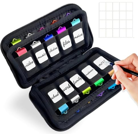 TATMOHIK Étui de rangement pour clés USB - Petit étui de rangement pour clés USB - Noir - Pour 20 clés USB/clé USB/clé USB (noir/20 emplacements)