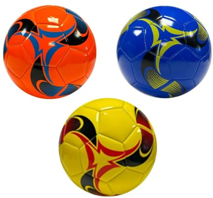 OnlineStreet Size 5 Soccer Ball for Adults Teenagers Kids Training Football Size 5 in Assorted Colors and Designs - Lightweight Footballs (Soccer Swirl Ball, Pack of 3)