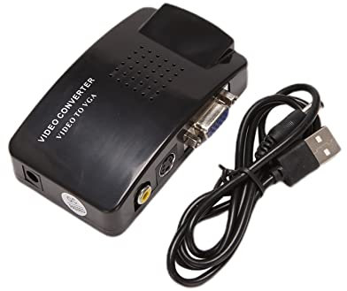 MARKELL AV to VGA Adapter RCA VGA Converter PC RCA Composite S-Video AV Input to PC VGA LCD Output Converter Switch Box