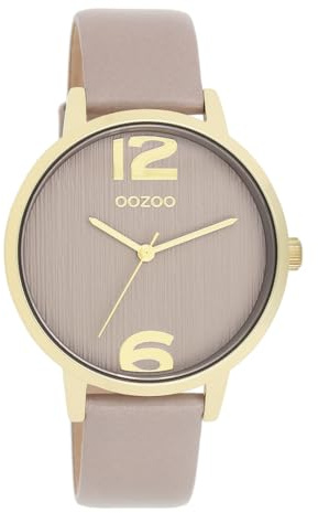 Oozoo - Timepieces Damen Uhr in Taupe | Armbanduhr Damen mit Lederarmband | Moderne Uhr für Frauen | Edle Analog Damenuhr in rund C11342 (38mm Gehäuse)