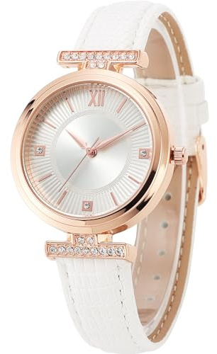 NUOVO Uhren für Frauen Elegante weiße Lederarmband Strass Frauen Quarzuhr Wasser Resist Armbanduhr Für das tägliche Leben Reise Date Uhr