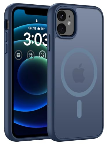 ORDA für iPhone 12 Hülle 6.1 Zoll Kompatibel mit MagSafe,Magnetisch Handyhülle für iPhone 12 Pro Case Durchscheinende Matt Rückseite für iPhone 12/12 Pro Dünn Stoßfest Schutzhülle Blau