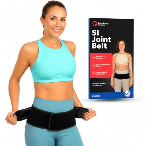 ARMSTRONG AMERICA SI Belt Sacroiliac Belt for Women and Men - SI Joint Belt, Sciatica Brace and Trochanteric Belt - Hip Support Brace for Pelvic Stability and Lower Back Support (XL 44-53)