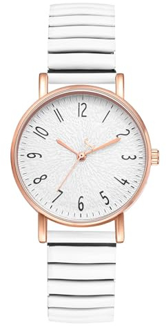 Avaner señoras Reloj Pulsera elástica: Reloj de Pulsera elástica señoras Reloj con números Grandes Pulsera de Acero Inoxidable Reloj de Cuarzo analógico Impermeable de Las Mujeres