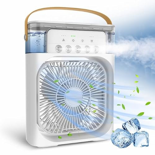 Ventilador Klack Portatil Enfriador de aire 4 en 1 - Ventilador, Humidificador, Aromaterapia y Luz Led de colores - Blanco