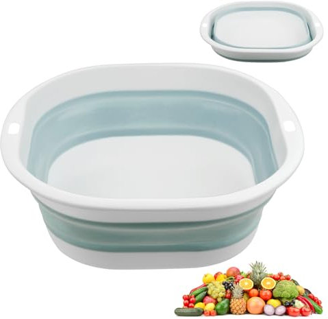 flintronic Faltbare Waschbecken, 3.5 L Mehrzweck Tragbares Waschschüssel, Platzsparende Kunststoff-Waschwanne für Camping und Küche (Blau)