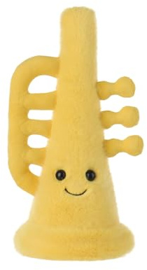 Apricot Lamb Trompette Instrument de Musique Peluche pour Enfants Doudou Mignon pour Bébé Fille et Garçons Moelleux Trompette Jaune 21 cm