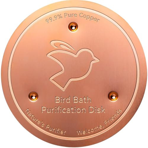 Bird Bath Purification Copper Disk Keep Bird Bath Clean, Mellbree 0.6mm 99.99% Pure Copper Cleaning Disk for Physical Safe Clean Water All-Season, Universal Fit for Outdoor Birdbaths, Bowl