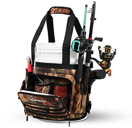 Boomistry Fishing Bucket Organizer for 5 Gallon Bucket, Brown Camo