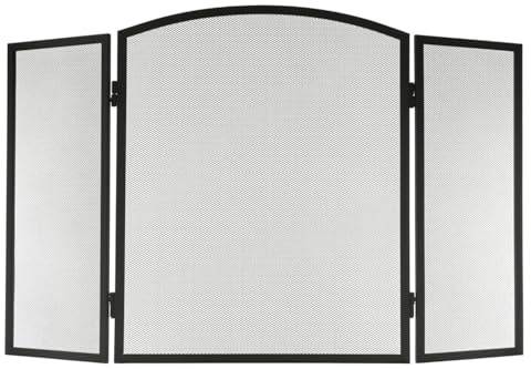 Easy Shopping® Black Metal Fire Guard 3-Panel Safety Screen Strong, Stylish & Protective Flame Guard for Coal & Wood Fire, Folding Fireplace Cover, Foldable Fire Screen