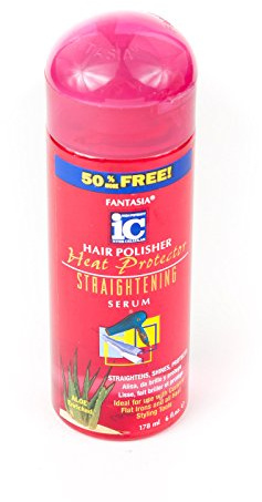 Fantasia IC Heat Protector Straight Serum, 6 fl.oz (178 ml), for Straight, Frizz Hair, Enriched with Silicone, Aloe, Vitamin E & Sunscreen, Not tested on animals, Made in USA