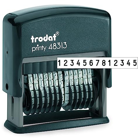 Trodat Printy 48313 Selbstfärbender Nummernstempel mit 13 Stellen, 3.8mm, Stempelfarbe schwarz, 44 x 4 mm