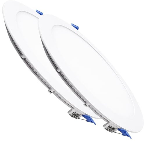 LED ATOMANT Packung mit 2 LED Einbaustrahler Downlight Rund Flach 220mm 20W, CCT (Farbwahlschalter Warmweiß, Neutralweiß oder Kaltweiß), Durchmesser 200mm, 1800 Lumen, Inklusive Treiber