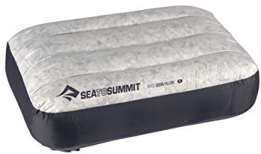 Sea to Summit - Aeros Down Pillow R - Ultralight Inflatable Travel Pillow - 10D Fabric - With Premium Down Cushion Top & Lock System - For Backpacking & Camping - 34 x 24 x 12cm - Grey - 70g