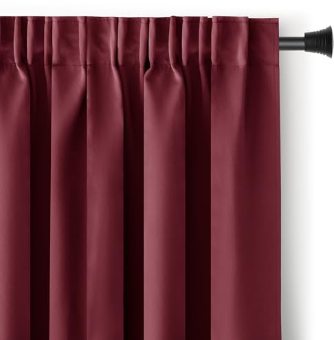 RESTILO Blackout Vorhang 140x245 cm weinrot 1 St. Kräuselband Verdunkelungsvorhang Blickdicht Fensterdekoration Dekoschal Dekorvorhang Blackout