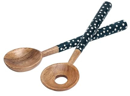 Dexam Sintra Mango Wood Spotted Salad Servers - Ink Blue