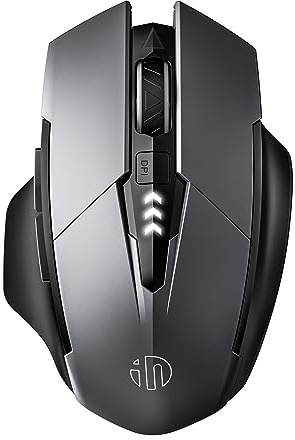inphic Mouse Bluetooth, [aggiornato] Mouse wireless multi-dispositivo silenzioso ricaricabile (Tri-Mode: BT 5.0/4.0+2.4G), mouse portatile ergonomico 1600 DPI per computer portatile, PC, Mac, grigio