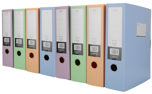 ZOFUN A4 Soft Box Files Pack of 8, 75mm with Rings, 4 Colours Box Folders for Paperwork, Easy to Assemble Plastic Folder Boxes for School Work, Office Document Organisation