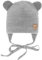 CiuchCiuch Baby-Mütze mit Ohren zum Binden Bär - Wintermütze Mädchen Jungen Baby Kinde- Für Weihnachten - Zur Taufe - 100% Acryl - Futter aus Baumwolle und Elasthan - Grau 38-40 cm
