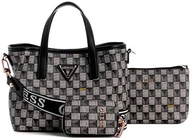 GUESS Damen G Wave Mini Tote Tragetasche, Schwarzes Logo