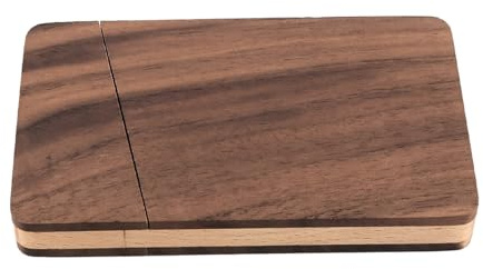 VOANZO Scatola per Biglietti da Visita Portatile in Legno Noce con Chiusura Magnetica