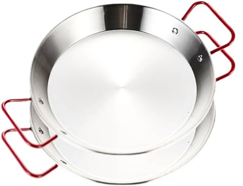 Ponixa Paellera de acero inoxidable con asas rojas (28 cm for 2-3 person set of 2)