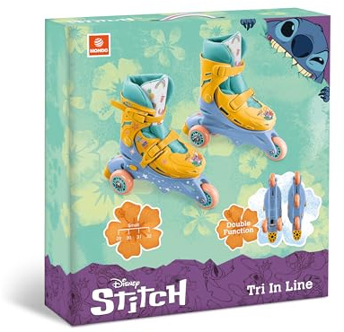 Mondo Toys - Patines en línea Stitch 3IN Line Skates en línea Doble función Ajustables de 29 al 32-28755