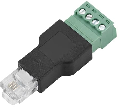 Risegun Ethernet-Stecker RJ11 6P4C Stecker auf 4 Pin Schraubklemmen Adapteranschluss