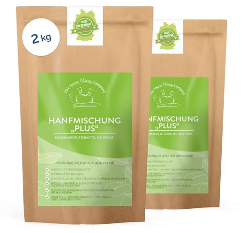 The Horse Vitality Company Hanfmischung Plus 2 kg Pulver | Ergänzungsfuttermittel für Pferde mit Hanf & Magnesiumcitrat| Muskelaufbau, Fell, Immunsystem & Nerven | 100% natürlich | Made in Germany