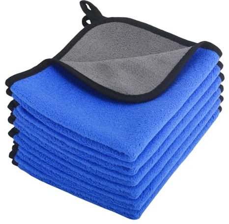 HIAHXC Confezione da 6 panni in microfibra per la pulizia dell'auto, 30 x 40 cm, assorbenti in microfibra ispessita, per lavaggio automatico, asciugatura, lucidatura, senza pelucchi, per la pulizia di