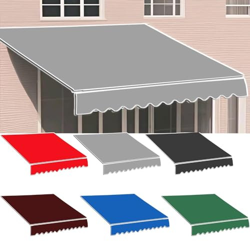 Toldo de lona retráctil de repuesto, parasol gris para balcón y patio, 2 x 1,5 m, material de protección UV para exteriores
