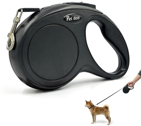 MUNZE 1 Laisses Rétractables Pour Chiens, Longueur 5M, Système Guidage Perfectionné, Pour Animaux Jusqu'À 15Kg (Pet Noir)