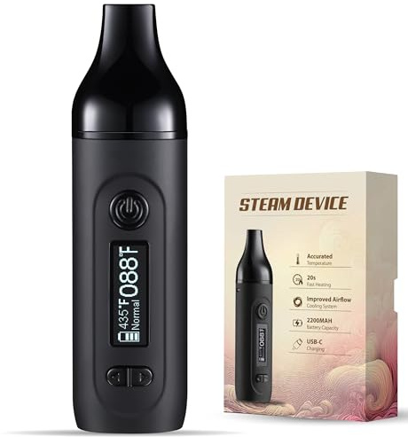 Dry Herb Vaporiser for LOMQ GeminPro with Precise Temperature Setting (150°C-224°C), 2200mAh USB-C Rechargeable Battery/Pure Taste-Vaporizer| Nicotine-Free (Inky Black)