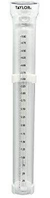 Taylor ClearVu 2700N - Pluviometro con staffa di montaggio, misura e monitora le precipitazioni, facile da leggere per cortile, patio, giardino e prato, 12,7 cm, trasparente