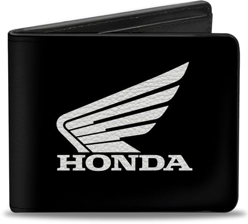 Buckle-Down Men's PU Bifold Wallet-Honda Motorcycle Black/White, Multicolor, 4.0 x 3.5, Multicolor, 4.0 x 3.5, Pu Bifold Wallet - Honda Motorcycle Black/White