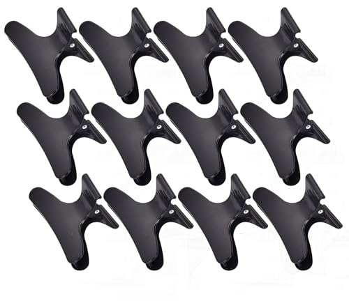 Lot de 12 Pinces à Cheveux Papillon Noires pour Salon de Coiffure