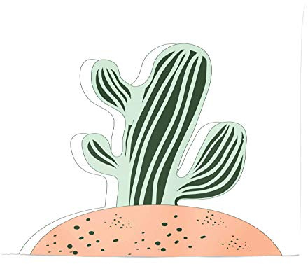 Lunarable Cactus Tapestry King Size, Cartoon Saguaro Doodle Soil Plantation Garden Art Botanical, Wall Hanging Bedspread Bed Cover Wall Decor, 104 X 88, Peach Evergreen