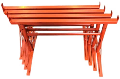 HILL TOP FABRICATIONS LTD - 4 x BUILDERS TRESTLES SIZE NO.1, ADJUST FROM 500mm - 780mm (Trestle Band Stands) SWL 400kg Made In The UK - Powder Coated Orange For Hard-Wearing Finish. Ideal For Builders
