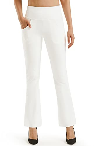 Promover Yogabyxor för kvinnor med fickor Bootcut sportbyxor hög midja träning bootleg magkontroll arbetsbyxor för arbete och fritid