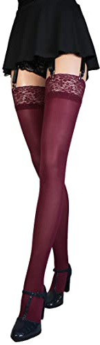 JUST BEAUTY TOUCH Women’s Thigh High Suspender Opque Stockings for Suspender Belt Pantyhose for Garter 60 DEN Size S-4XL