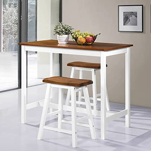 ZEYUAN Bartisch- und Hocker-Set 3-TLG Bartisch Mit Barhocker Set, Bartische & -theken, Bartheke Küche, Bartisch Set, Küchentresen, Bartisch Mit Barhocker, Massivholz