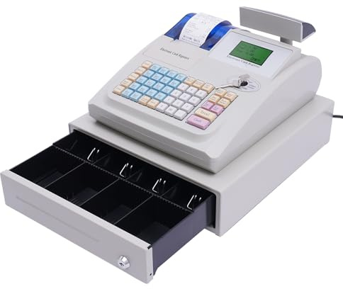 Cash Register Cash Management System Electronic Cash Register with Cash Drawer,Keys & Passwords to open,7 Payment Methods