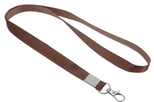 PATIKIL 17 Cintas para el Cuello Paquete de 5 Correas Planas de 0.6 de Ancho con Gancho Giratorio para Tarjetas de Identificación Porta Credenciales Llaves Marrón